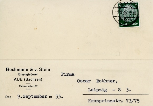 Ak Aue im Erzgebirge Sachsen, Bochmann & v. Stein, Eisengiesserei