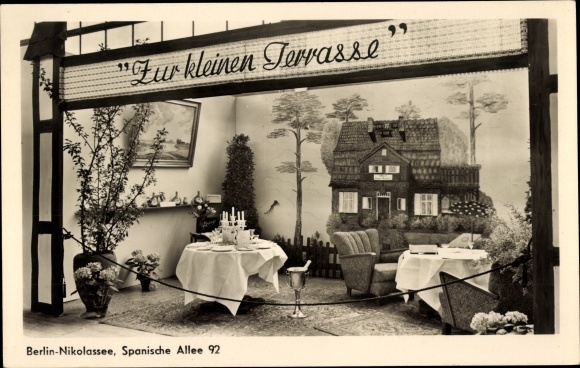 Postcard Berlin Zehlendorf Nikolassee, to the small terrace, Spanish Allee 92