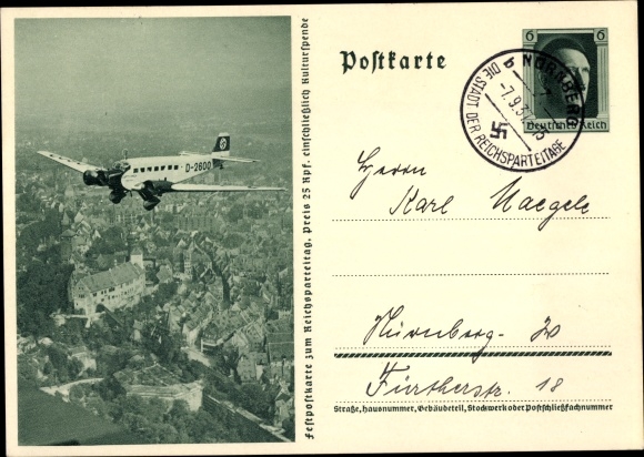Ganzachen Ak Junkers Ju 52 Immelmann II, D 2600, Lufthansa, Hitlers Privatflugzeug