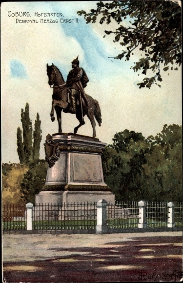 Kunstenaarskaart Bahndorf, Heribert, Coburg in Opper-Franken, monument voor hertog Ernst II