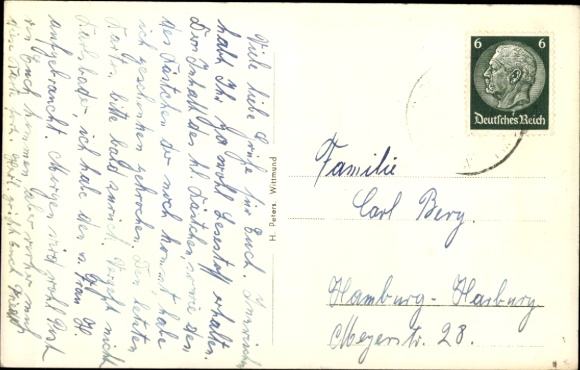Postcard Wittmund in East Frisia, church, war memorial, district court, district building, market, post office