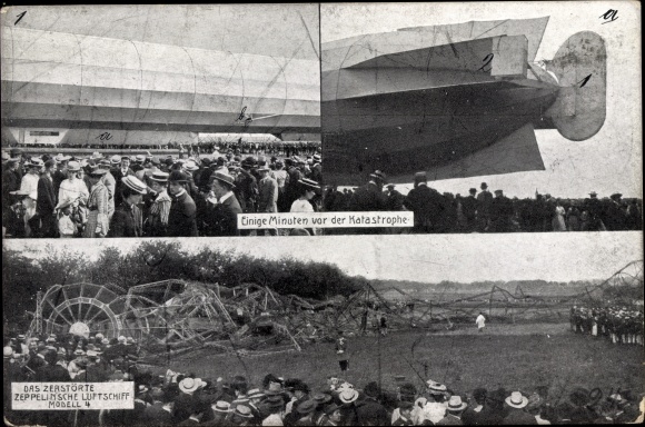 Postcard Destroyed Zeppelin Airship Model 4