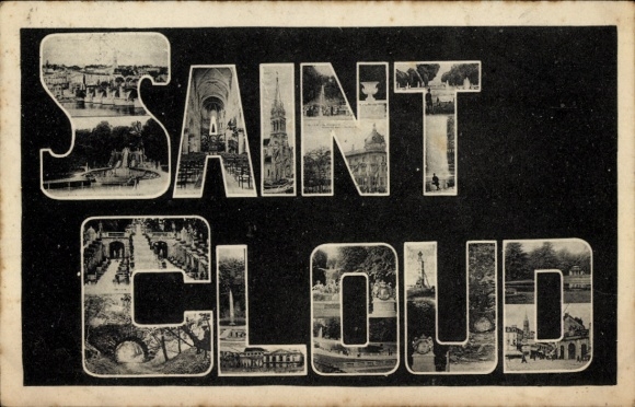 Letters CPA Saint-Cloud Hauts-de-Seine, Église, Parc, ville