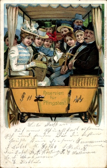 Litho Reserviert für Pfingsten, Fahrgäste