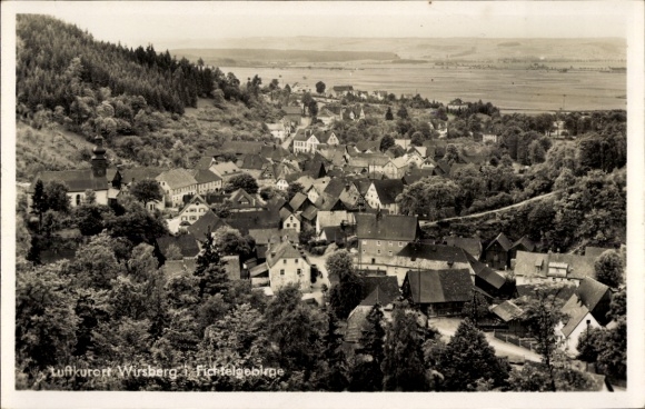 Postcard Wirsberg in the Fichtelgebirge, location, bird's eye view