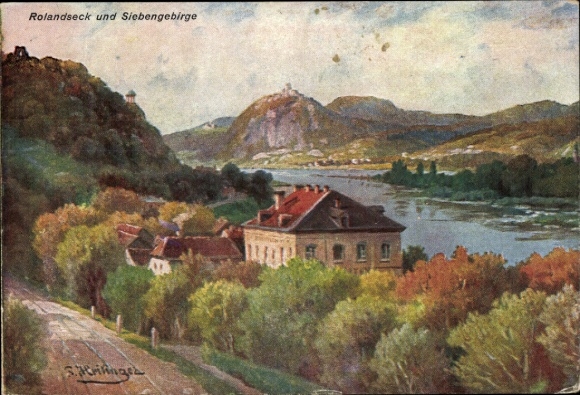 Künstler Ak Rolandseck Remagen am Rhein, Panorama, Siebengebirge