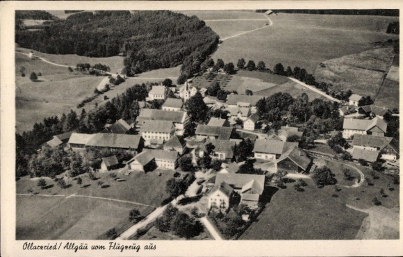 Postcard Ollarzried Ottobeuren Bavaria, aerial photograph