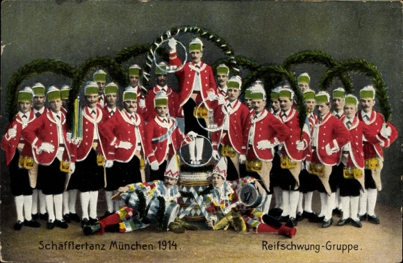 KP Monachium, Bawaria, Schäfflertanz 1914, trupa huśtawki