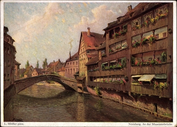 Artist PC Mößler L., Nuremberg, houses at the Museum Bridge