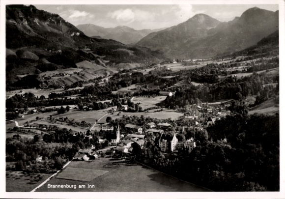 Postcard Brannenburg in Upper Bavaria, aerial photograph