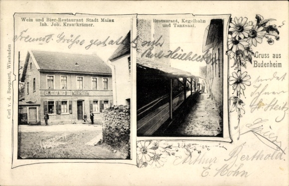 Jugendstilgebouw Budenheim am Rhein, Carl vd Boogaart, wijn- en bierrestaurant Stad MainzEigenaar...