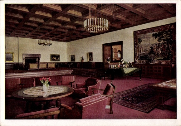 Ak Obersalzberg Berchtesgaden in Oberbayern, Berghof Wachenfeld, Große Halle