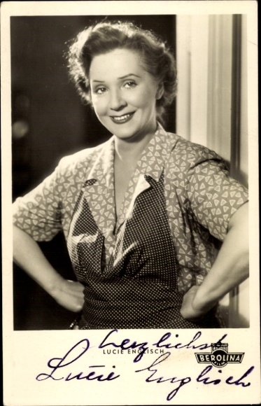 Postcard actress Lucie Englisch, portrait, autograph