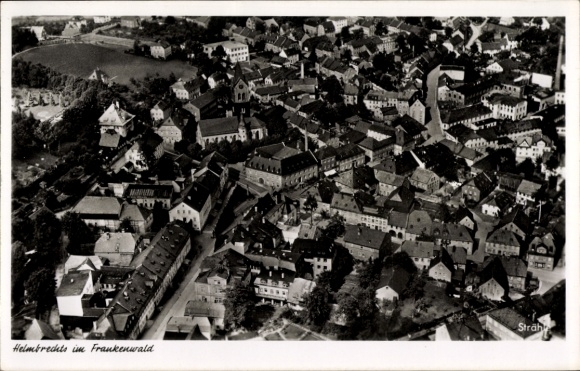 Postcard Helmbrechts in Upper Franconia, aerial photograph