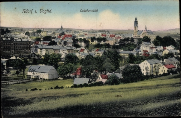 Ak Adorf im Vogtland, Totalansicht der Ortschaft