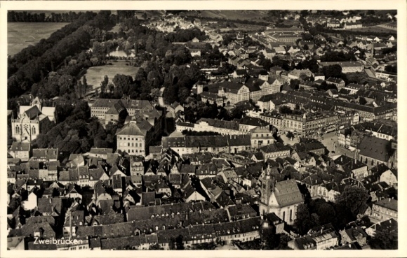 Postcard Zweibrücken in der Pfalz, aerial photograph