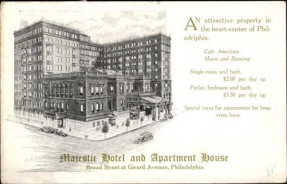 Ak Philadelphia Pennsylvania USA, Majestic Hotel, Broad Street
