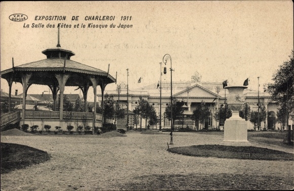 Postcard Charleroi Wallonia Hainaut, La Salle des Fete, Japan kiosk