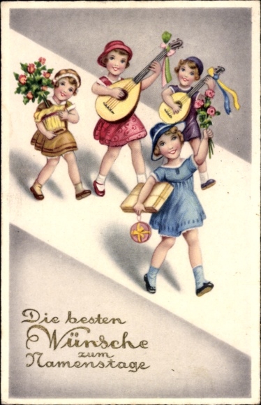 Postcard Congratulations Name Day, Children