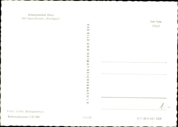 Postcard Klingenthal in Vogtland Saxony, HO Sporthotel Waldgut
