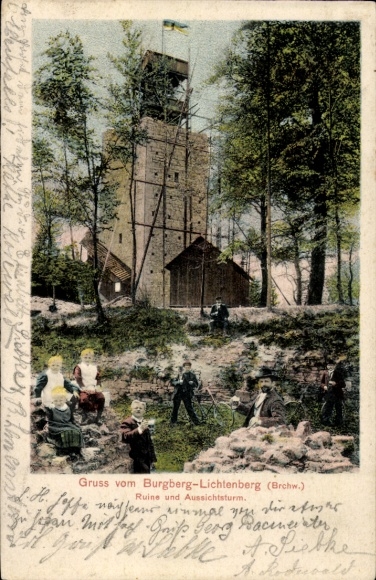 Ak Lichtenberg im Erzgebirge, Burgberg-Lichtenberg, Ruine, Aussichtsturm