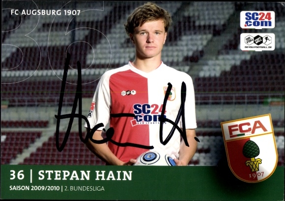 Autogrammkarte Fußballer Stepan Hain, FC Augsburg, Autogramm