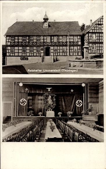 Postcard Ummerstadt in Thuringia, Ratskeller, hall, party location