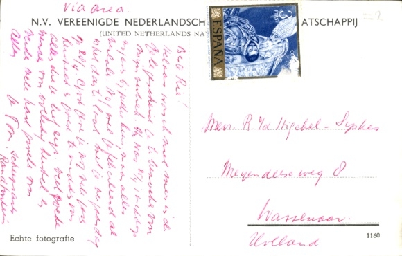 Postcard steamer MS Randfontein, United Dutch Maritime Shipping Co., Ltd.