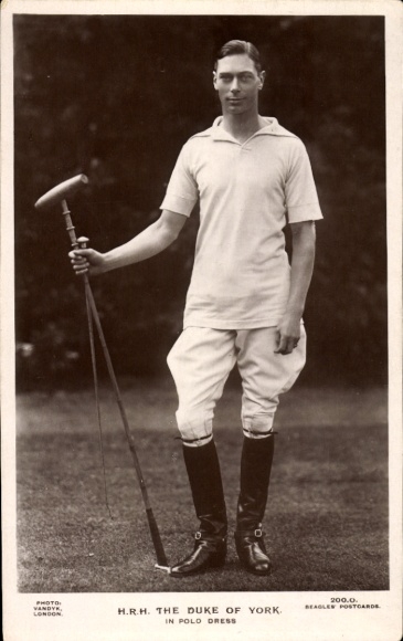 Postcard King George VI, Polo Dress, portrait