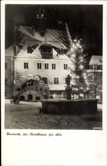 Ak Pößneck, der Christbaum für Alle, Winter
