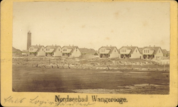 CdV North Sea resort Wangerooge in East Frisia, lighthouse, Ebells Logierhäuser, 1881