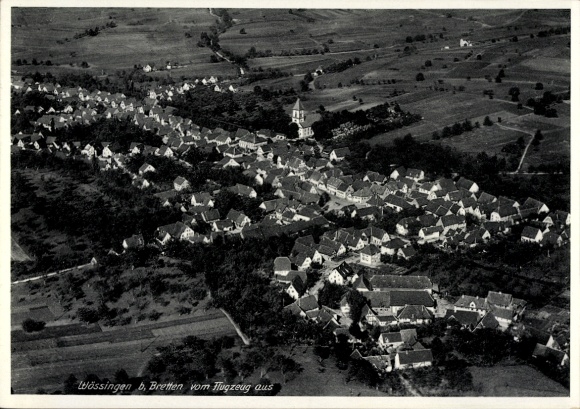 Ak Wössingen Walzbachtal in Baden, Fliegeraufnahme