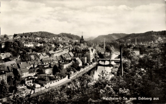 Postcard Waldheim in Saxony, overall view, seen from Eichberg