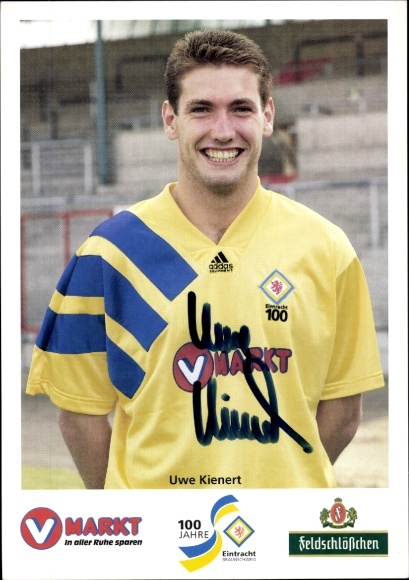 Autograph card footballer Uwe Kienert, Eintracht Braunschweig, autograph