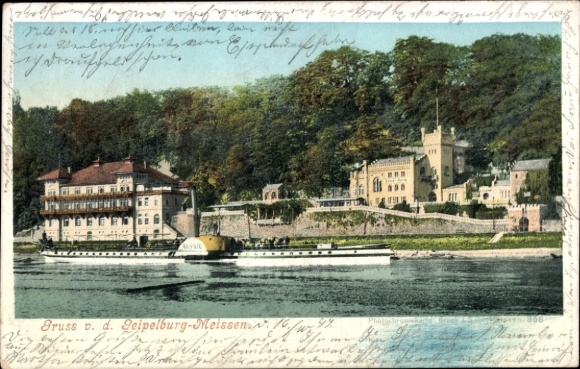 KP Meissen nad Łabą, Geipelburg, brzeg, parowiec salonowy Aussig