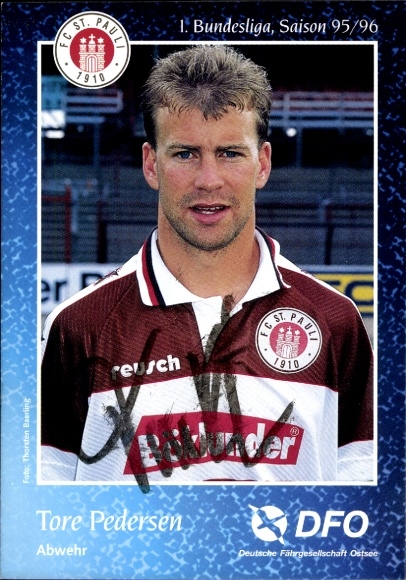 Autogrammkarte Fußballer Tore Pedersen, FC St. Pauli, Autogramm