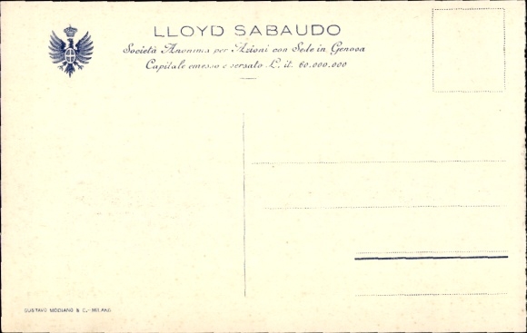Postcard passenger steamer Conte Rosso, Lloyd Sabaudo