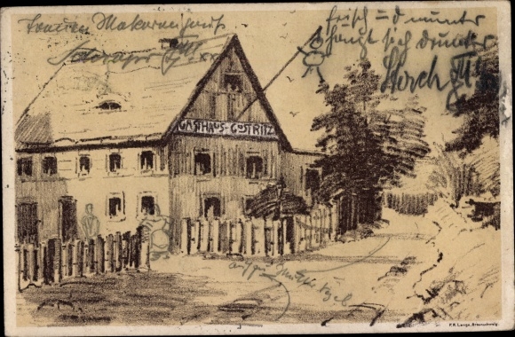 Kunstenaarskaart Dresden Plauen Gostritz, Gasthof Gostritz