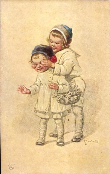 Künstler Ak Fialkowska, Wally, Geschwisterliebe, Primus No. 1214