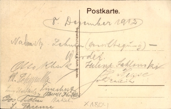 Postcard Kloster Lehnin in Brandenburg, main street with Kaiser Friedrich monument