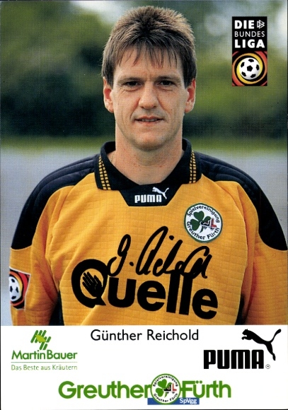Autograph card footballer Günther Reichold, SpVgg Greuther Fürth, autograph