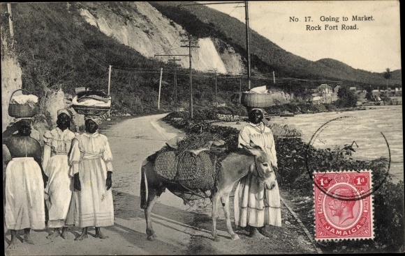 Ak Jamaika, Going to Market, Rock Fort Road, Esel, Einheimische