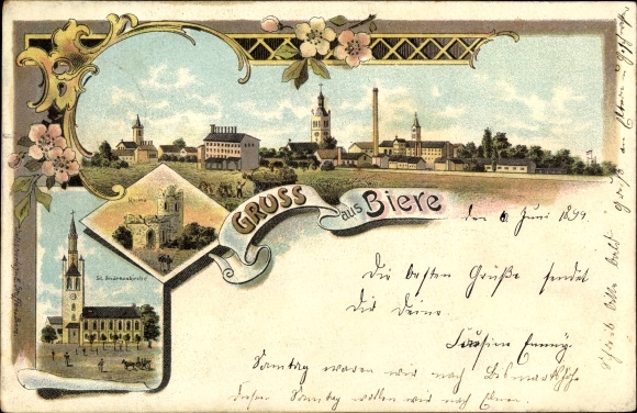 lito Biere Bördeland w Salzlandkreis, widok ogólny, kościół, ruiny