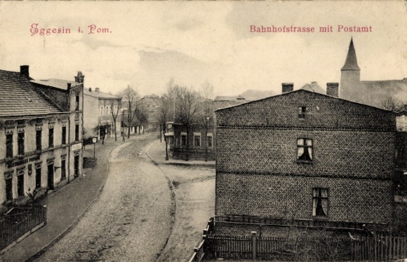 Postcard Eggesin in Vorpommern, Bahnhofstraße, Postamt