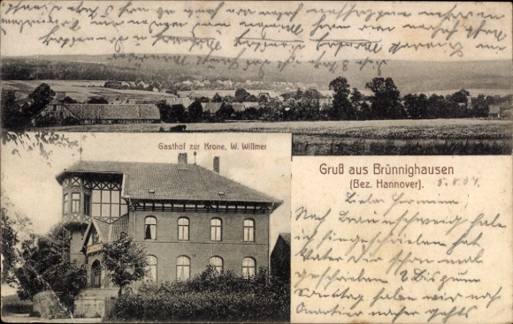 Ak Brünnighausen Coppenbrügge, Gasthof zur Krone, W. Willmer, Totale