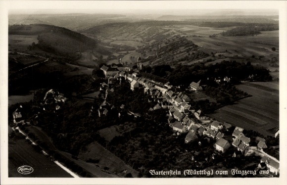 Postcard Bartenstein Schrozberg in Württemberg, aerial photograph