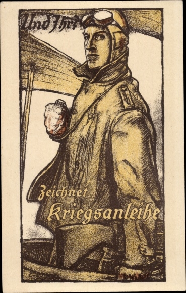 Artist Postcard Erler, And you?, Subscribes to war bonds, Fighter pilot