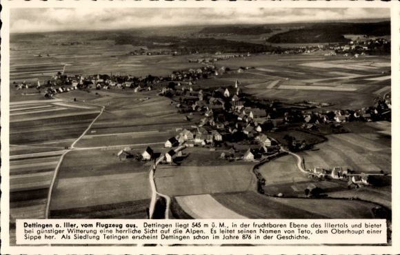 Postcard Dettingen an der Iller Upper Swabia, aerial photograph