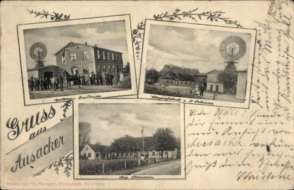 Ak Ausacker in Angeln, Gesamtansicht, Gasthaus