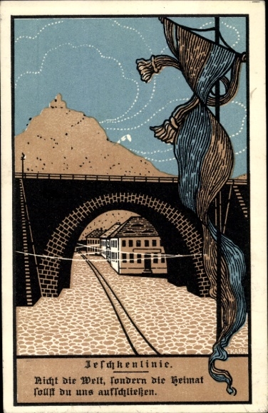Artist Postcard Ještěd Jeschken Region Reichenberg, Jeschkenlinie